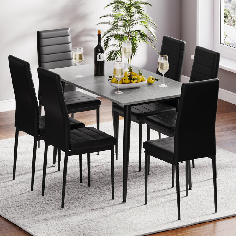 Dining Set, Grey / Black, Black