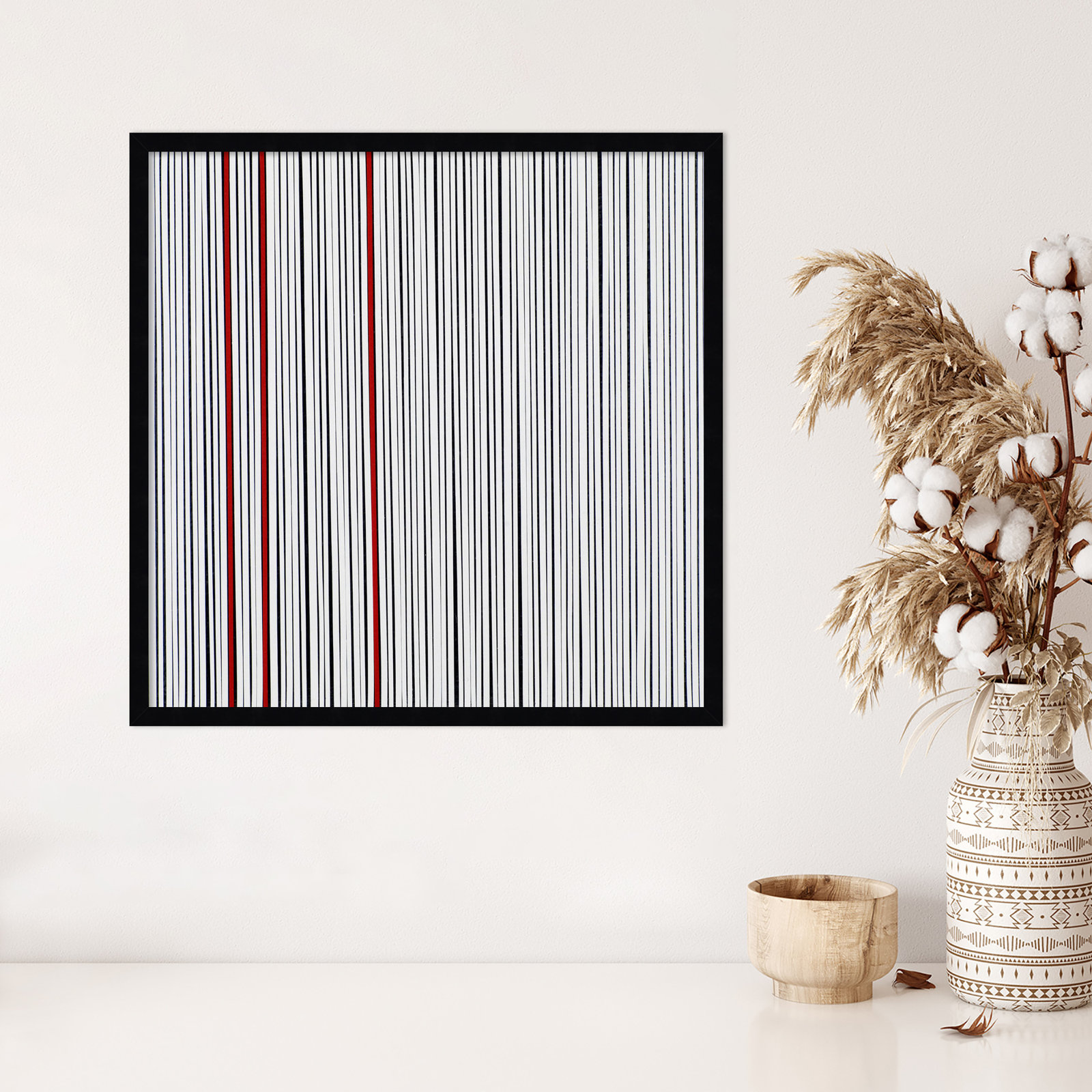 Mostly White Print by Alex Dunn, Black, 25" H x 25" W x 1" D