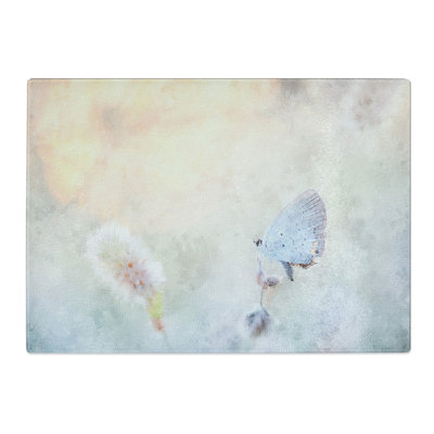 Tempered Glass Tailed-Blue Butterfly Chopping Board