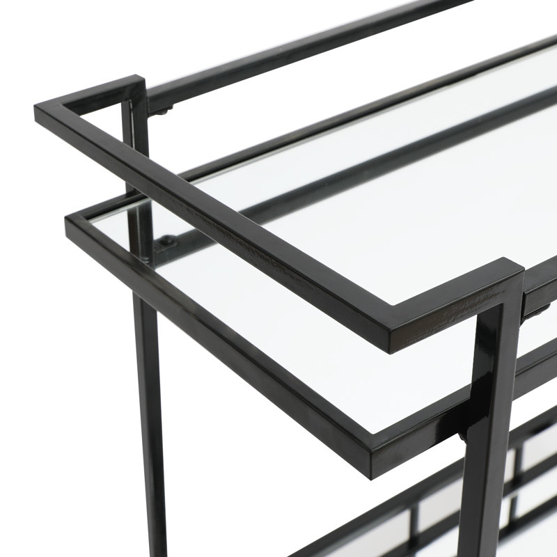 Chariot-bar en métal avec tablettes en miroir