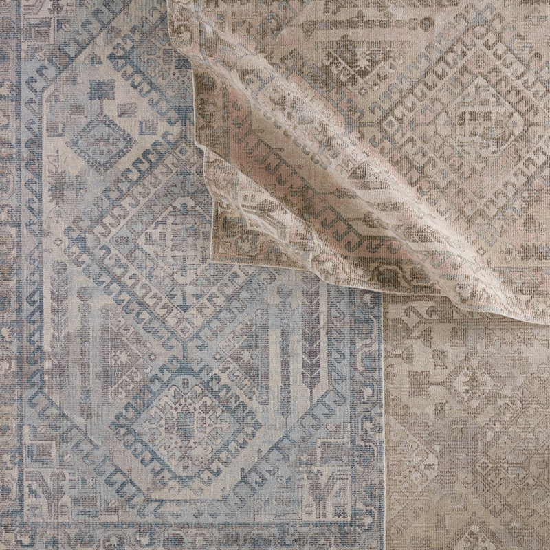 Tapis bleu clair tissé à la main Magers Southwestern, Rectangle 9 pi x 12 pi