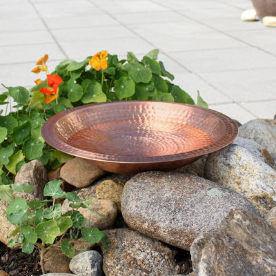 Hammered Solid Copper Bowl W/ Rim