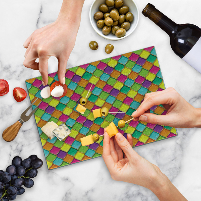 Multicolore planche à découper en verre trempé Ambesonne
