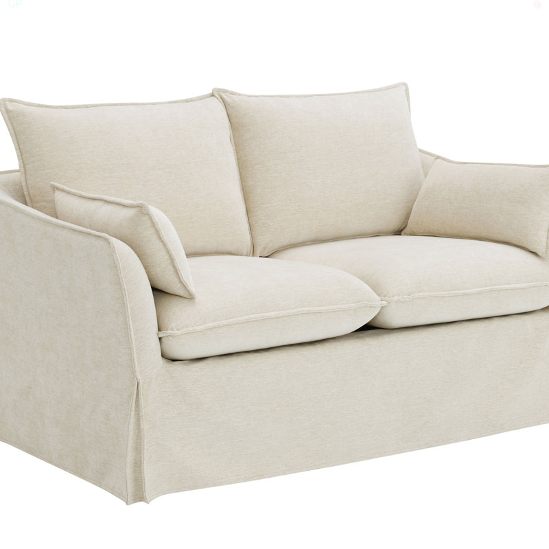 Causeuse Shane en lin beige avec 2 coussins