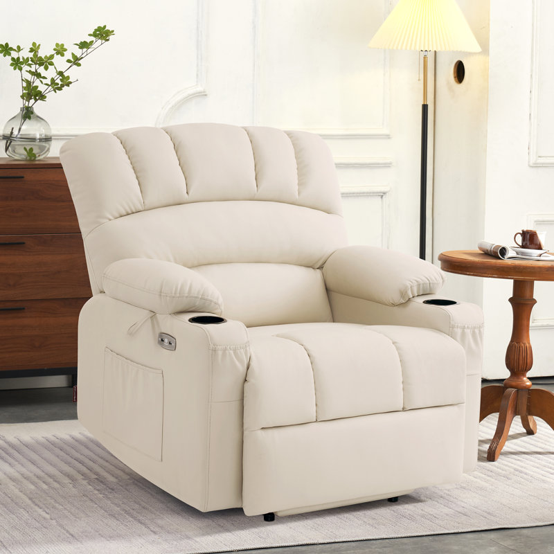 Fauteuil inclinable électrique Waddells, Similicuir blanc