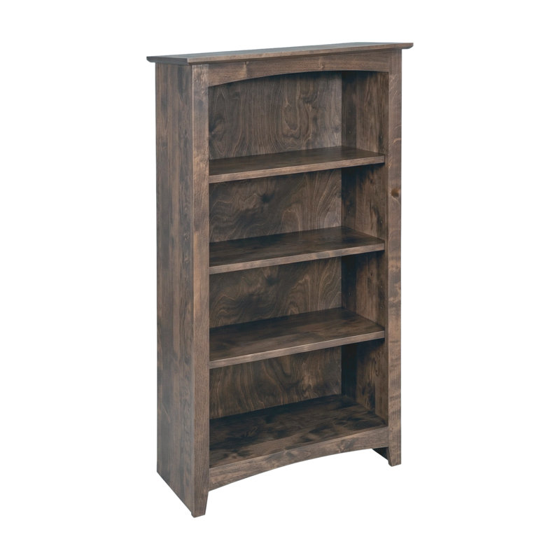 Malani 36" H Solid Wood Classic Bookcase, Driftwood, (4 Shelves) 48"H x 25.75"W x 12.875"D