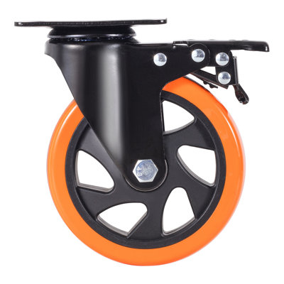 5-Inch Heavy Duty Swivel Caster Wheels with Brakes, 1800 lbs Load Capacity Set of 4, Non-Marking PVC Casters for Industrial Furniture & Workbenches