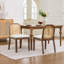  Ensemble de 2 chaises de salle à manger, dossier en rotin et chaises de cuisine rembourrées avec cadre en bois, beige-134096058