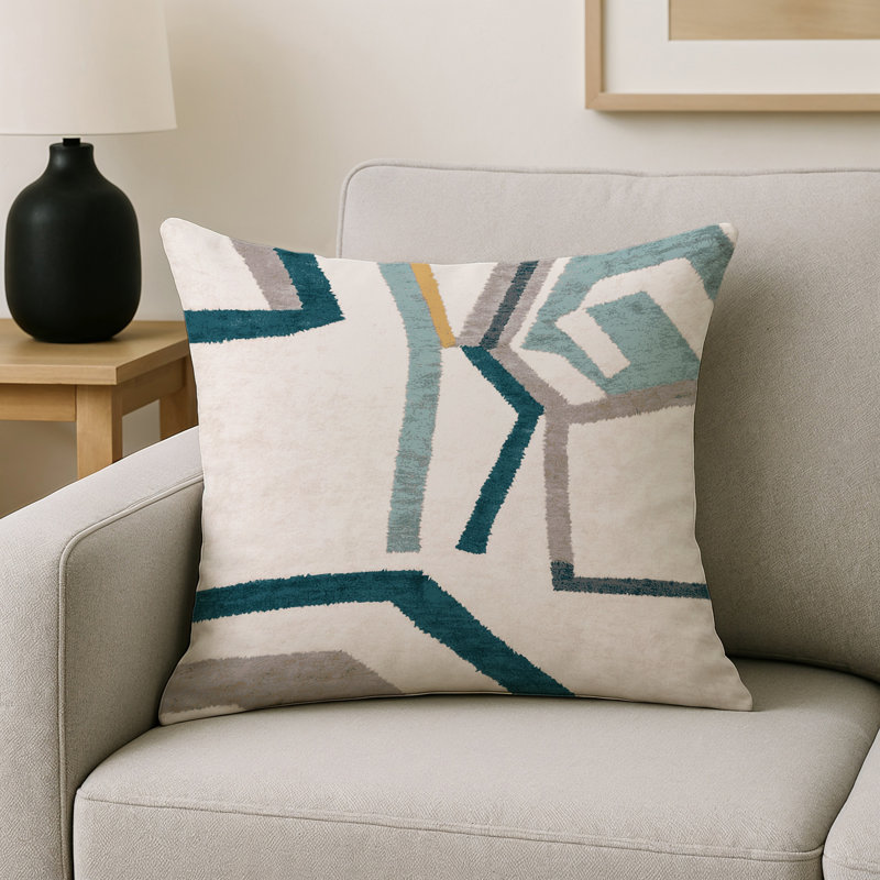 Coussin décoratif intérieur et extérieur Modern, Gris abstrait 10, Carré 18 po