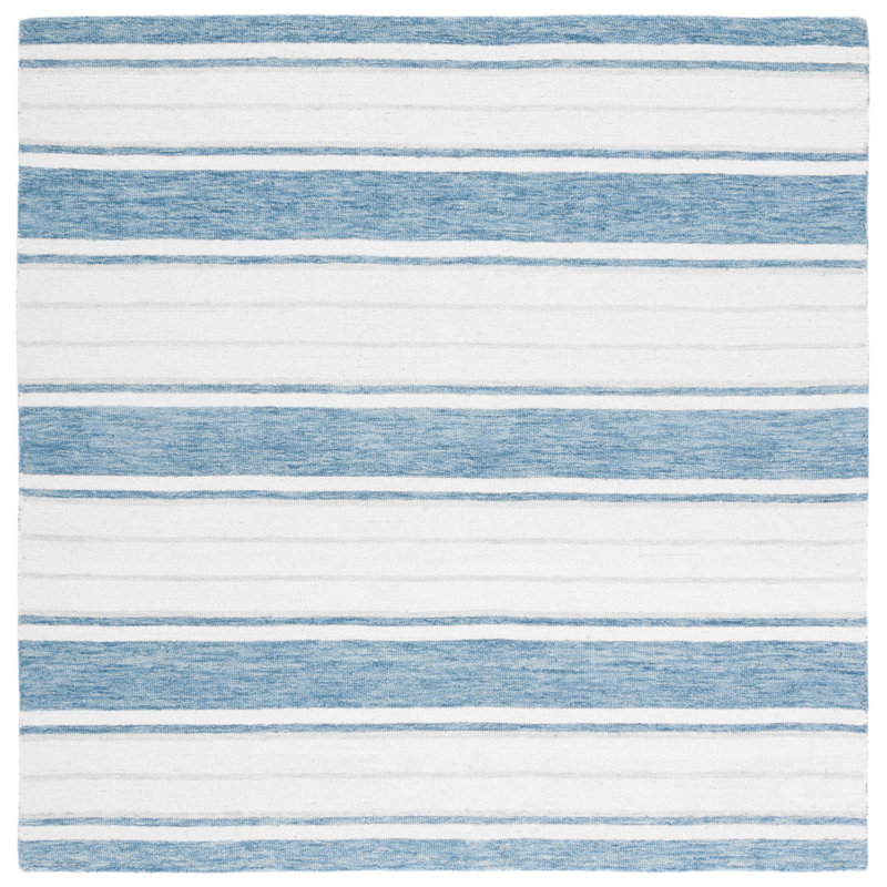 Starner Hand Tufted Wool And Cotton With Latex Striped Rug, Square 6'