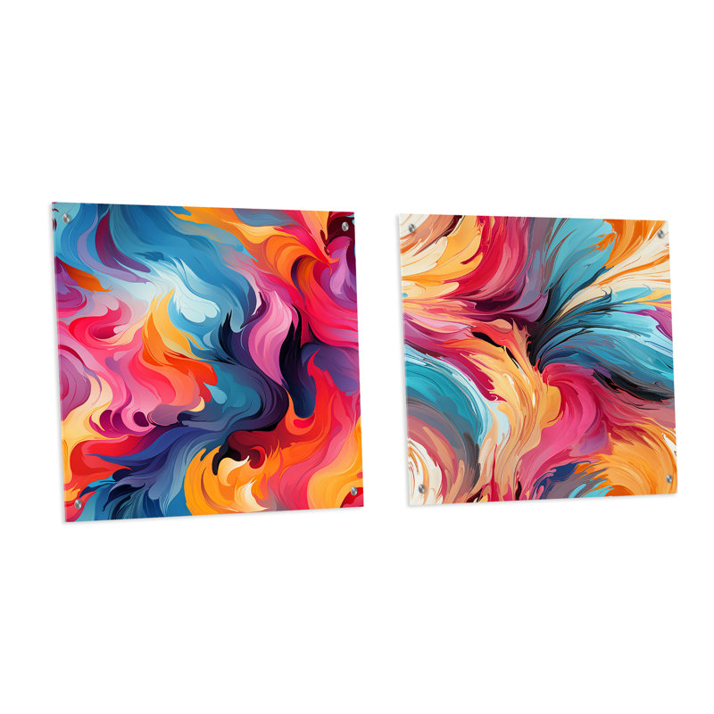 Chillcott - ensemble de 2 peintures murales en acrylique Pop Art, H 16 po x l 33 po