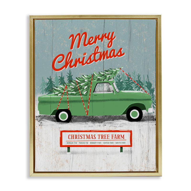 Cadre flottant Rustic Tree Farm & Truck, design par Jilly Jack Designs, H 31 po x l 25 po, Cadre flottant métallique doré