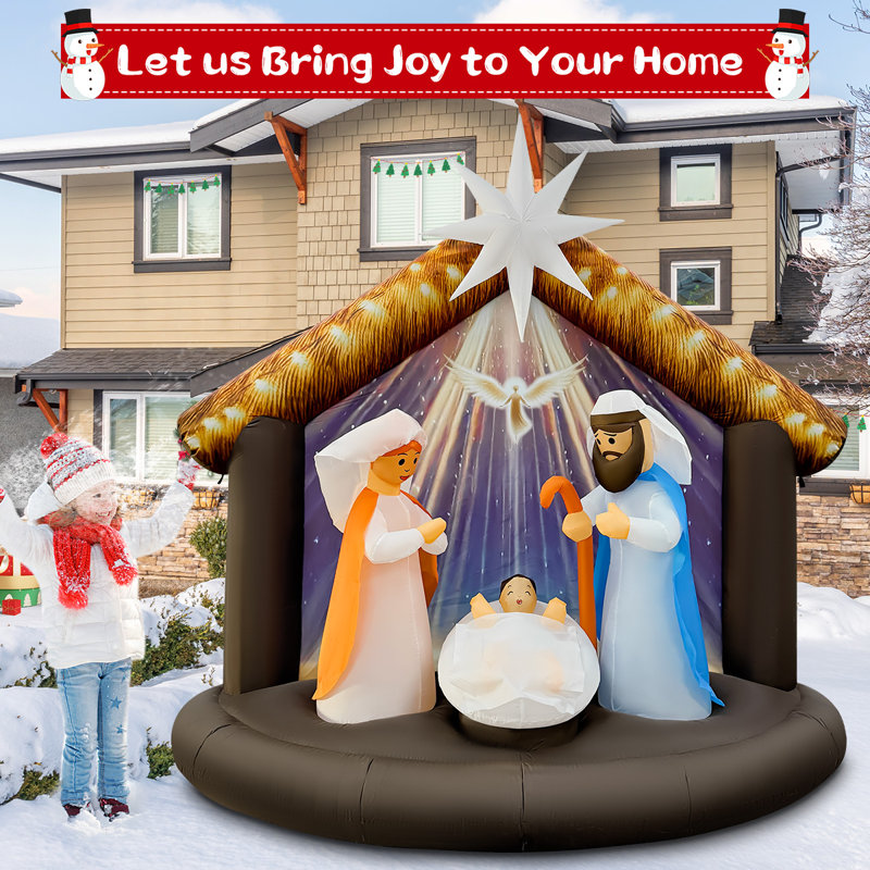 Crèche de Noël gonflable 7 pi avec lumières DEL intégrées