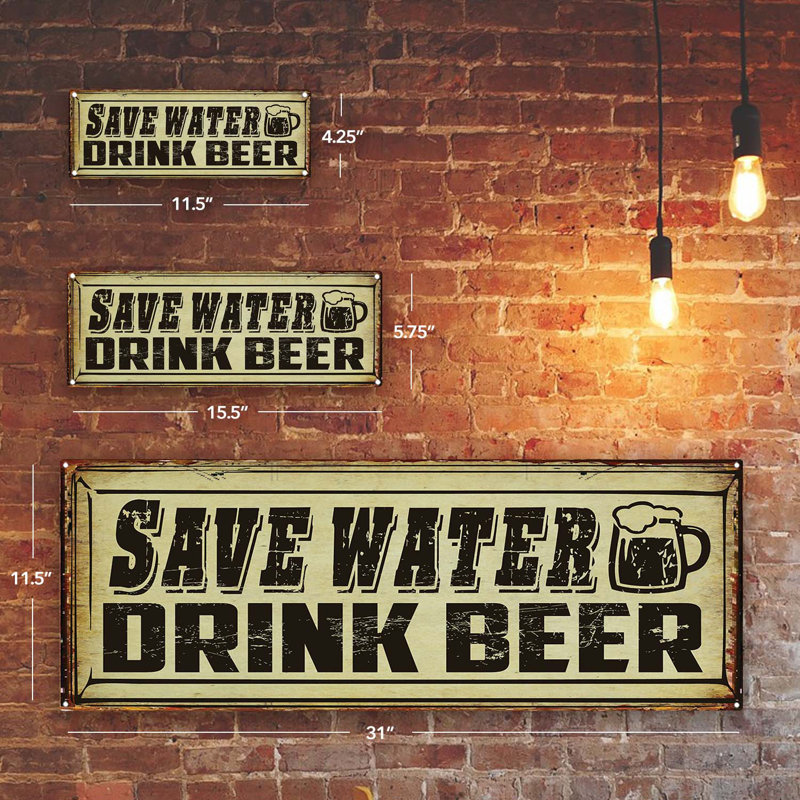Plaque en métal «Sombir Save Water Drink Beer»