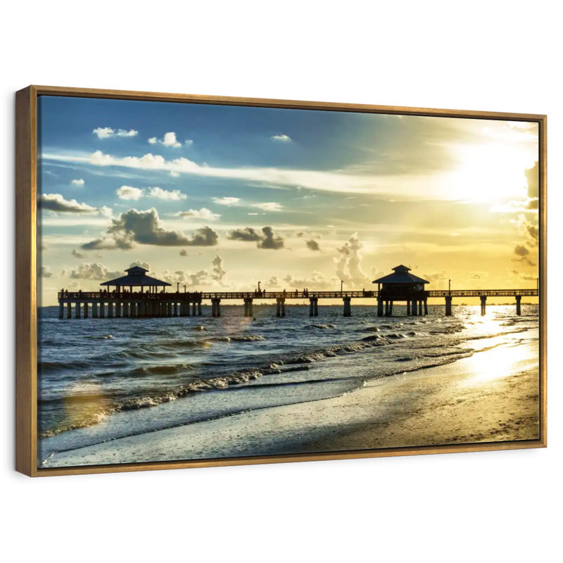 Fort Myers Pier, Floating Frame Gold, 43" X 29"