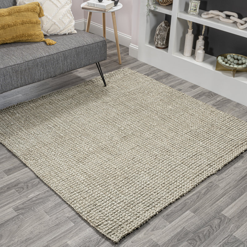 Pata Hand Woven Chunky Jute Gray Rug, Square 6'