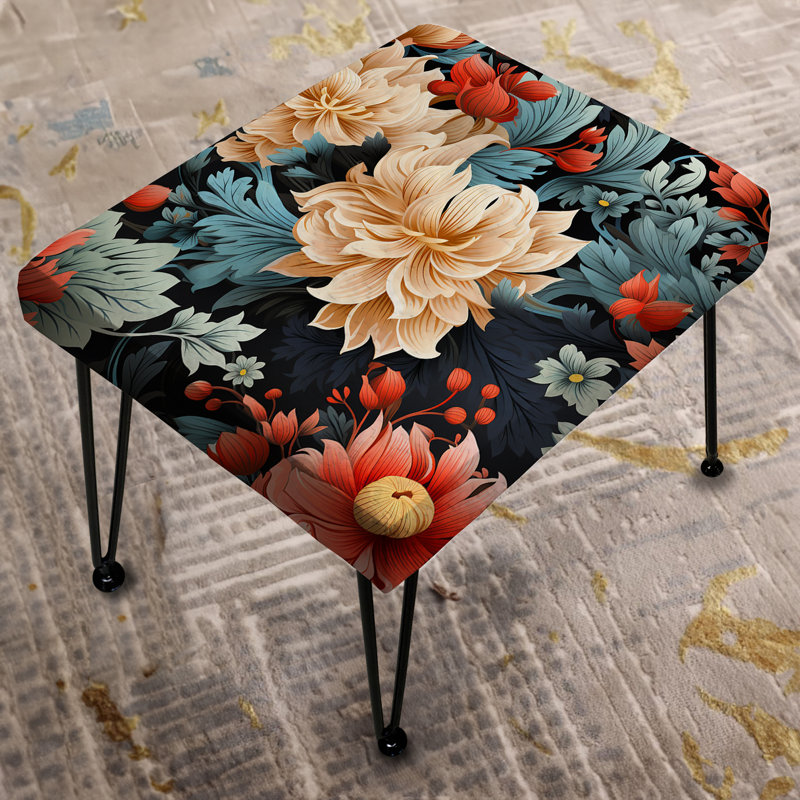 Enchanting Beige Peonies Garden Flourish - Floral Rectangle Ottoman