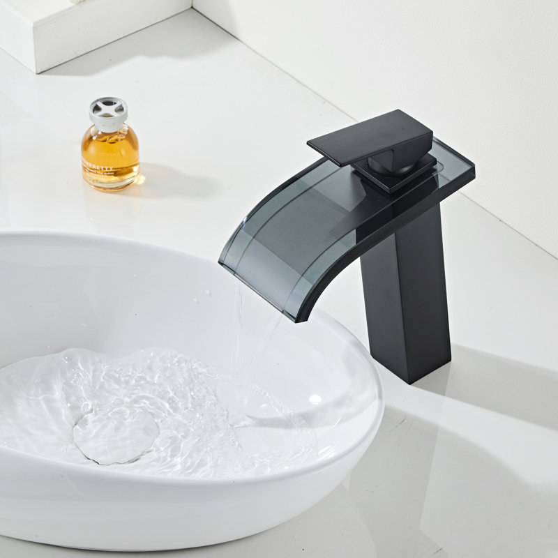 Single-Hole Bathroom Faucet with Drain Assembly, Matte Black