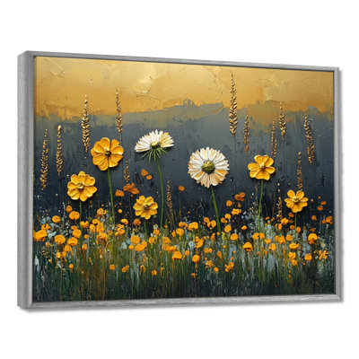 «Dark Summer Daisies Field Landscape II» - Art mural marguerites
