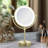 Circular LED Free Standing Magnifying Make Up Mirror-93468244