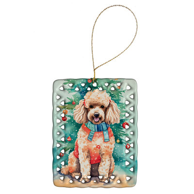 Poodle Christmas Porcelain Ornament