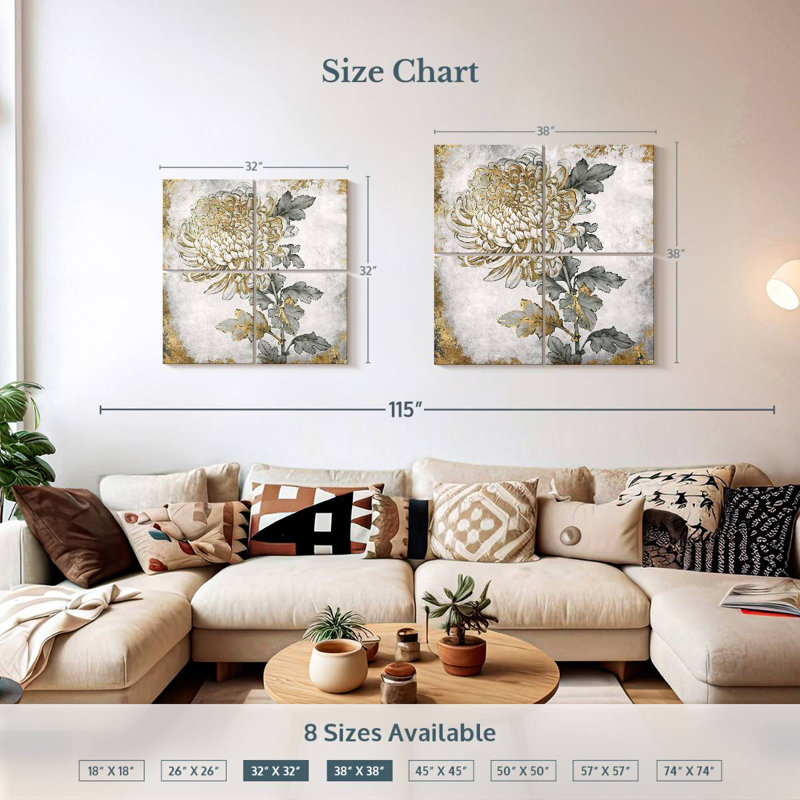 Harnek Gold Fleur II, 38'' H x 38'' W