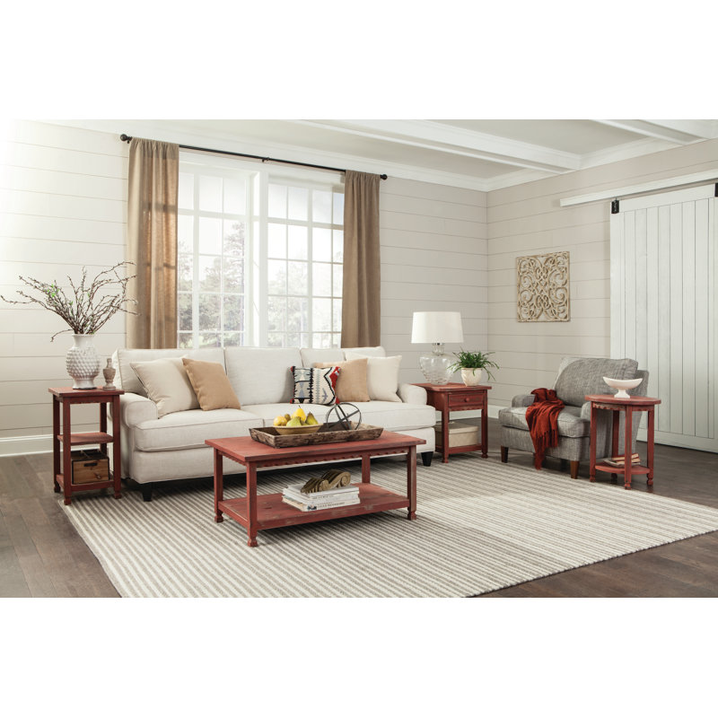 Mangum Side Table with Storage, Red