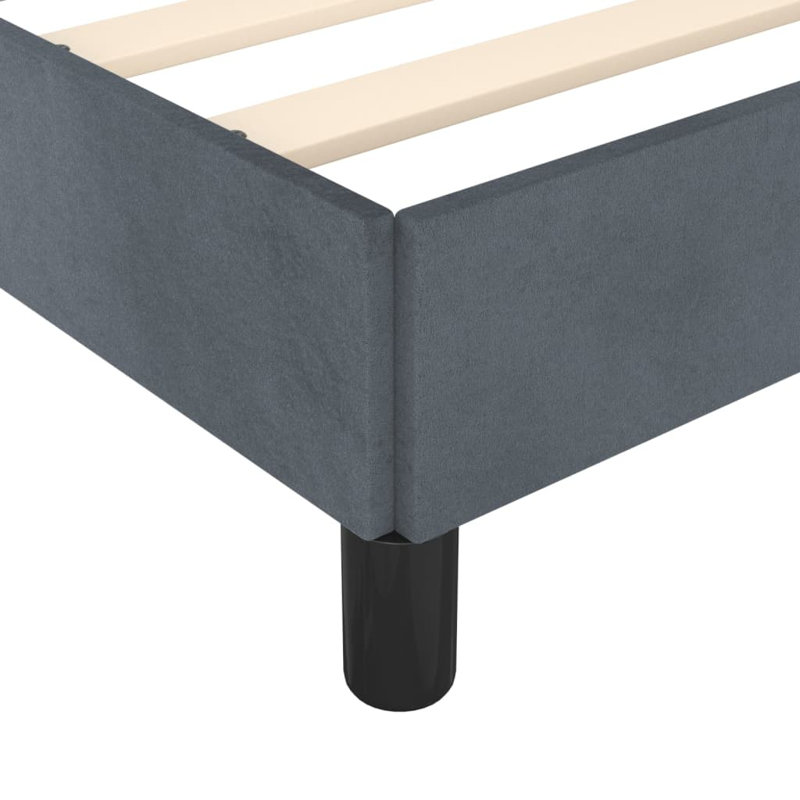 Maecie vidaXL Velvet Platform Bed Frame, No Box Spring Needed/No Mattress , Twin, Dark Gray