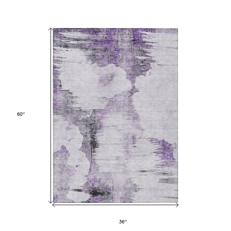 Tapis intérieur gris lavable abstrait 3 pi x 5 pi