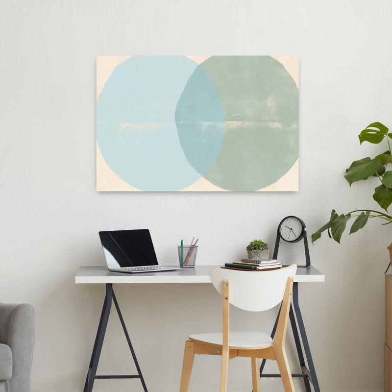 Abstrait pastel abstrait bleu et menthe, art mural contemporain, H 36 po x l 24 po