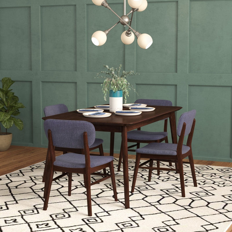 Drumadried 4 - Person Four Leg Base Dining Set, Charcoal/Brown