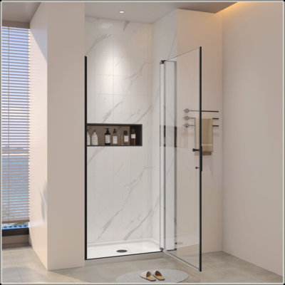 Left And Right Opening Universal Pivot Shower Door, Open Outside, With 1/4" And 5/16" Tempered Glass