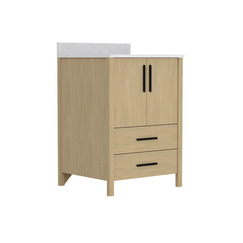 Meuble-lavabo de salle de bain, meuble-lavabo avec rangement Freestangding avec comptoir et trou pour robinet, 24"