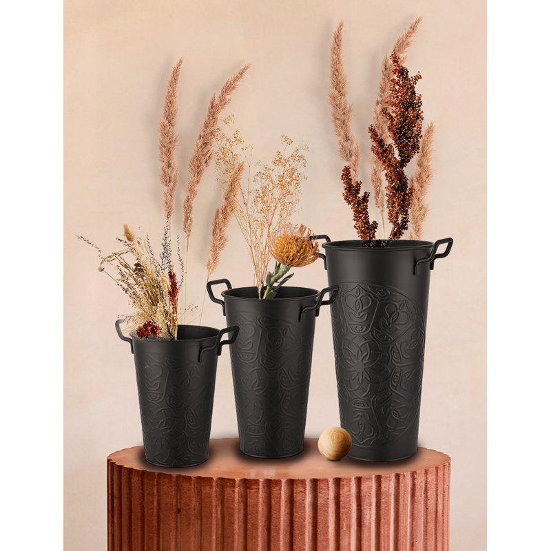 Alayna Handmade Stainless Steel Floor Vase, Black