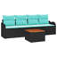 Ensemble de canapé de jardin avec coussin manuel 5 pièces Vidaxl - noir et turquoise