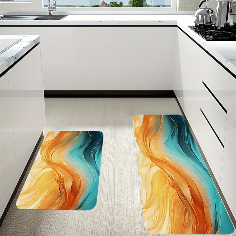 Tapis d'entrée de cuisine dégradé 2 pièces