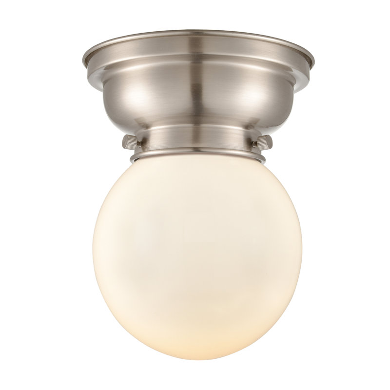 Lorri Glass Flush Mount, Matte White, No Bulb Included, Brushed Satin Nickel