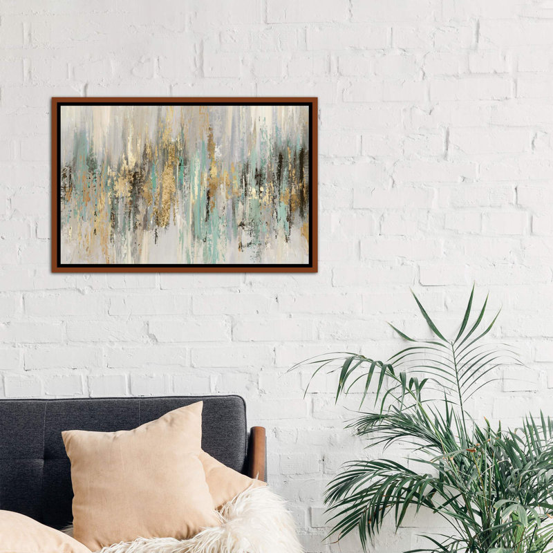 «Dripping Gold I» par Tom Reeves - reproduction imprimée, Toile avec cadre photo, H 32 po x l 48 po x P 1,5 po