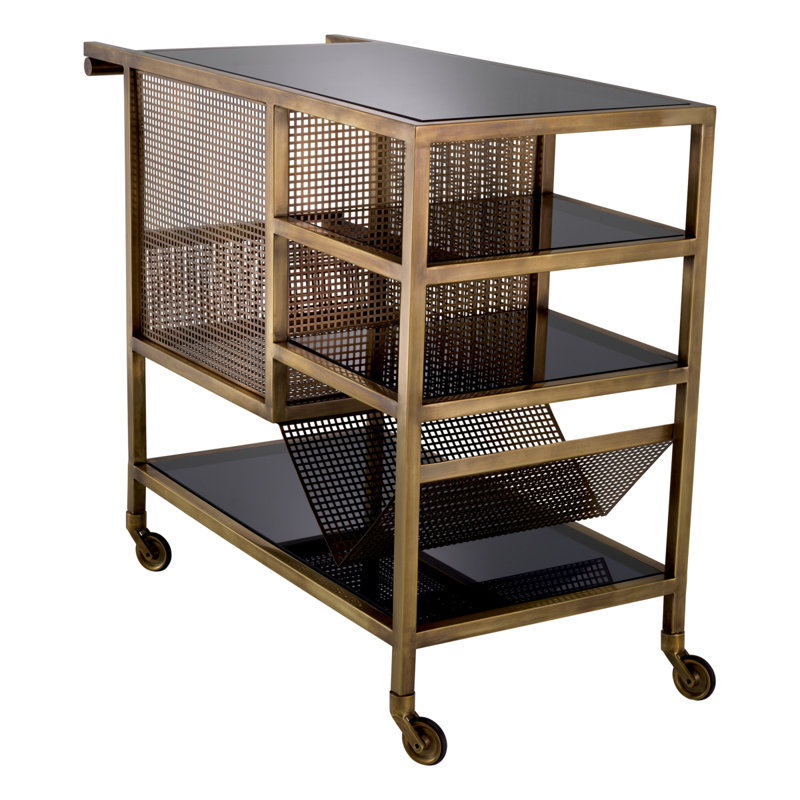 Sterling Metal Bar Cart with Wheels