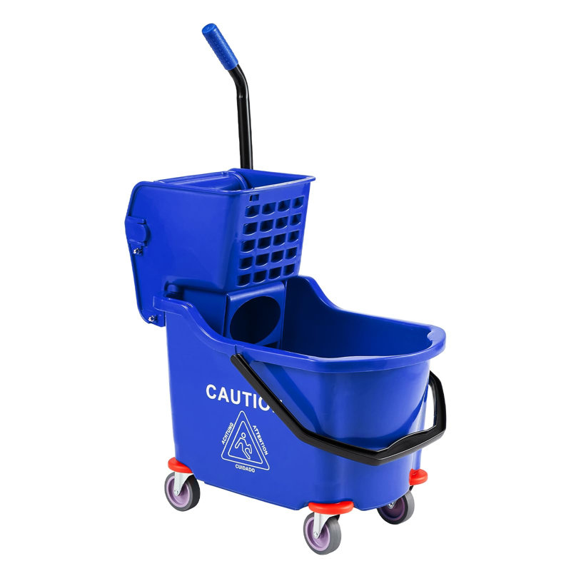 Heavy Duty 35 Quart Commercial Mop Bucket – Large Capacity Side Press Wringer with Wheels for Professional Floor Cleaning in Kitchens, Restaurants, Offices, Industrial Settings, Yellow