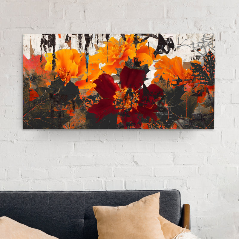 Impression d’art graphique sur toile tendue « Fall Ink XV », H 20 po x l 40 po x P 1,5 po