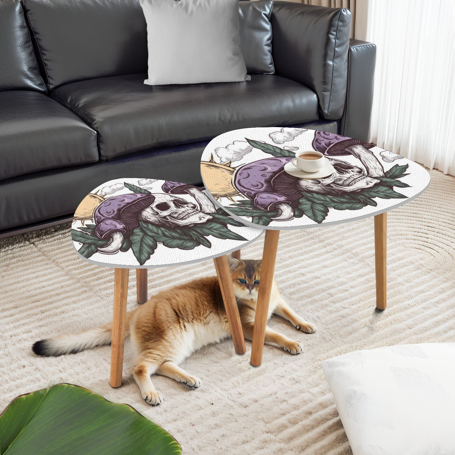 George Oliver Triangle Nesting Coffee Table Set of 2 Mushroom Skull ...