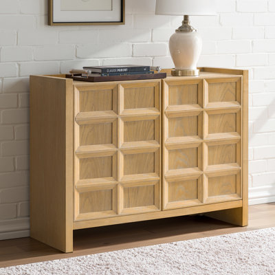 Varnum 40" 2-Door Modern Oak Cabinet with Geometric Front and Adjustable Shelves by Ebern Designs
