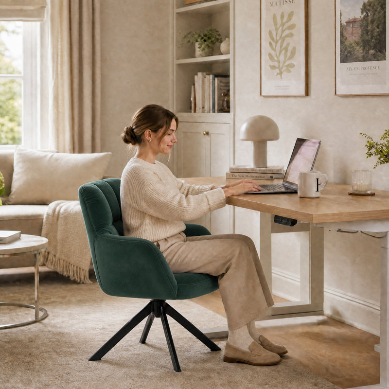Largo Office Chair Upholstery Swivel Home Office Chair Ergonomic Desk Chair, Green