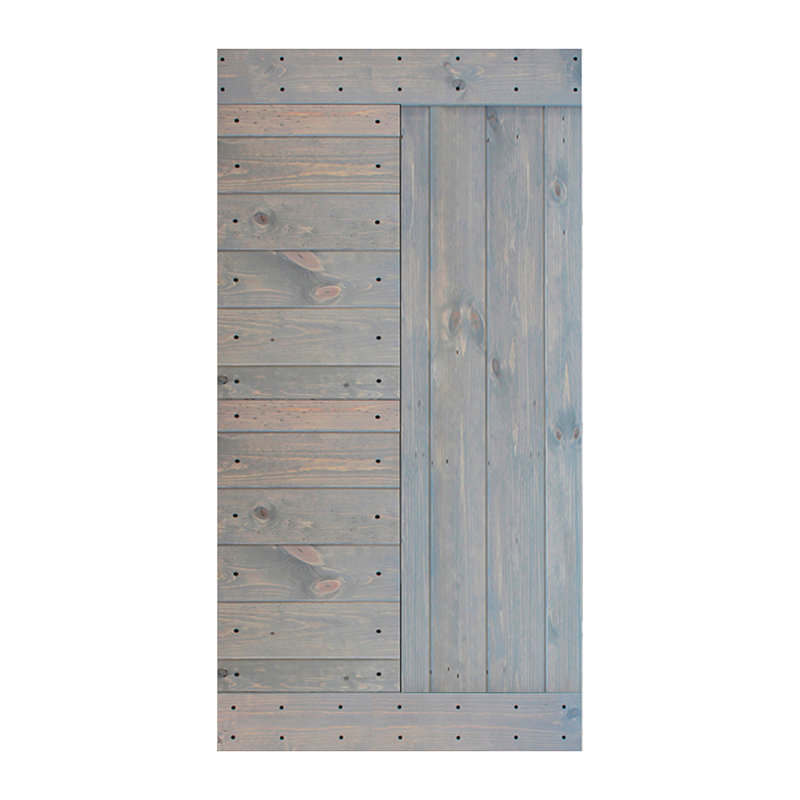 Gray Solid Wood Multipanel Modern Barn Door Slab