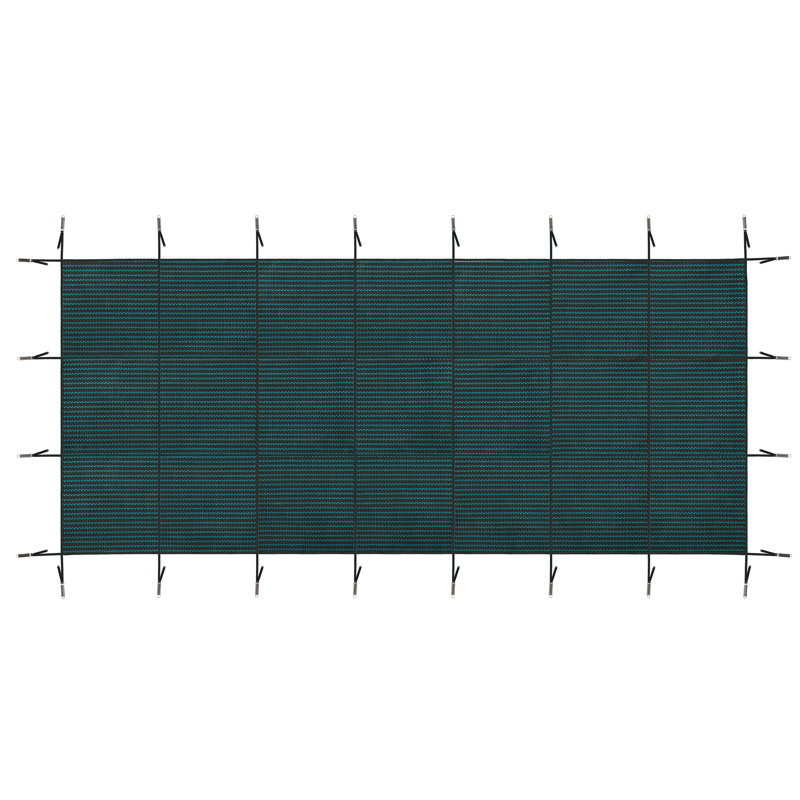 Housse de sécurité pour piscine, convient aux piscines enterrées et enterrées rectangulaires de 23 x 43 pi, maille haute résistance à triple couture PP, quincaillerie d'installation résistante à l'abrasion incluse, maille verte