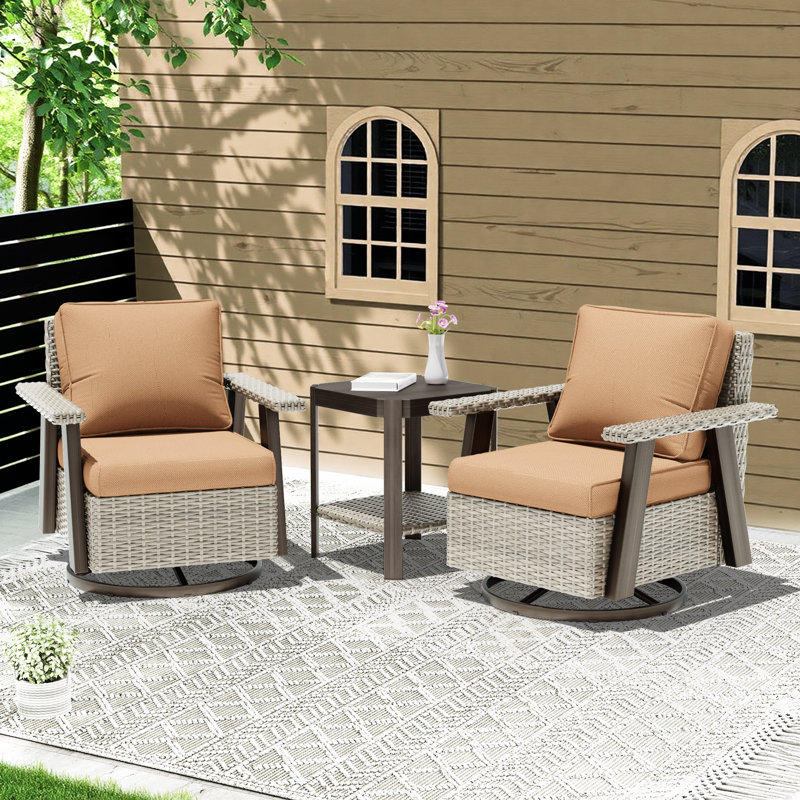 Ensemble de chaise de patio et de table Creal, 2, Tanné