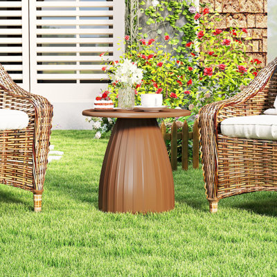 Table d'appoint ronde pour le patio, table d'appoint pour l'extérieur en acier et métal, table de bout décorative pour le patio
