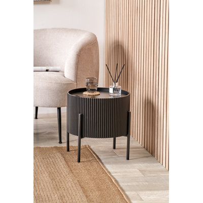 Staudt Wood and Metal Storage Side Table
