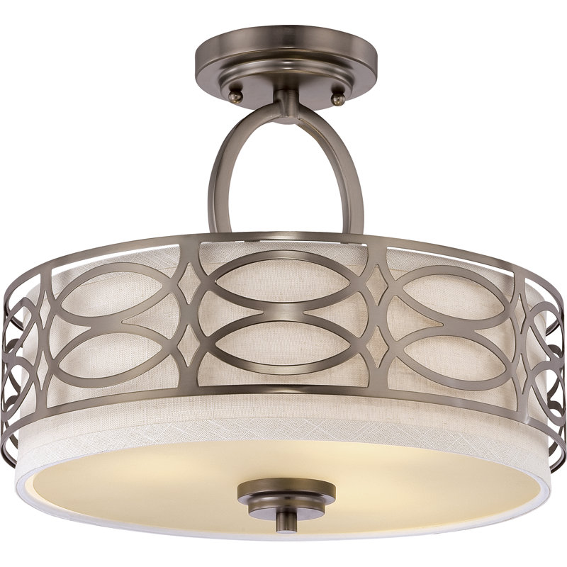 Washington Mews Fabric Semi Flush Mount, Hazel Bronze, Khaki
